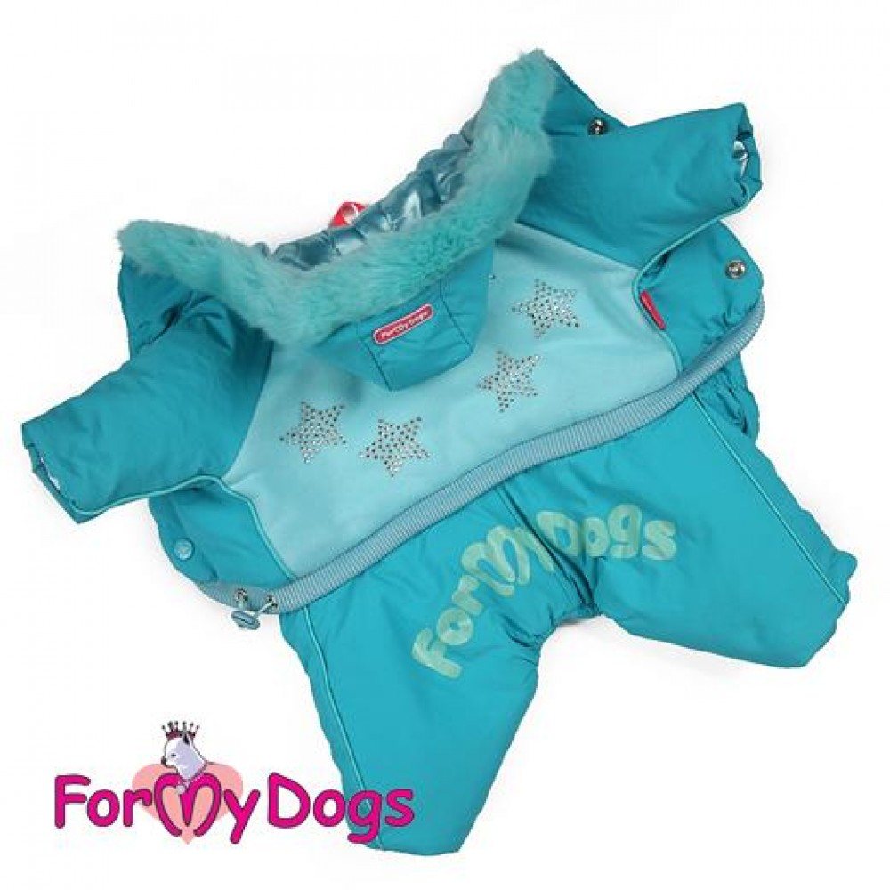 Зимовий комбінезон для собак For My Dogs "Зірочки з каміння" блакитний — Фото 1
