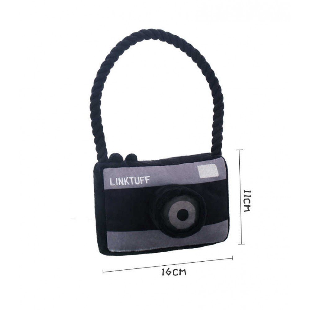 Іграшка для собак Charming Toy TRAVEL фотокамера плюшева з пищалкою та канатом 18*16cm — Фото 1