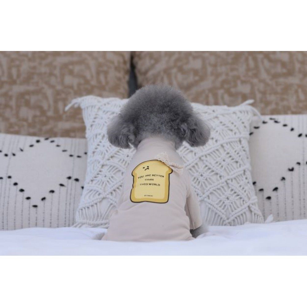 Трикотажний костюм для собак Cheepet c принтом у вигляді тоста, бежевий — Фото 5