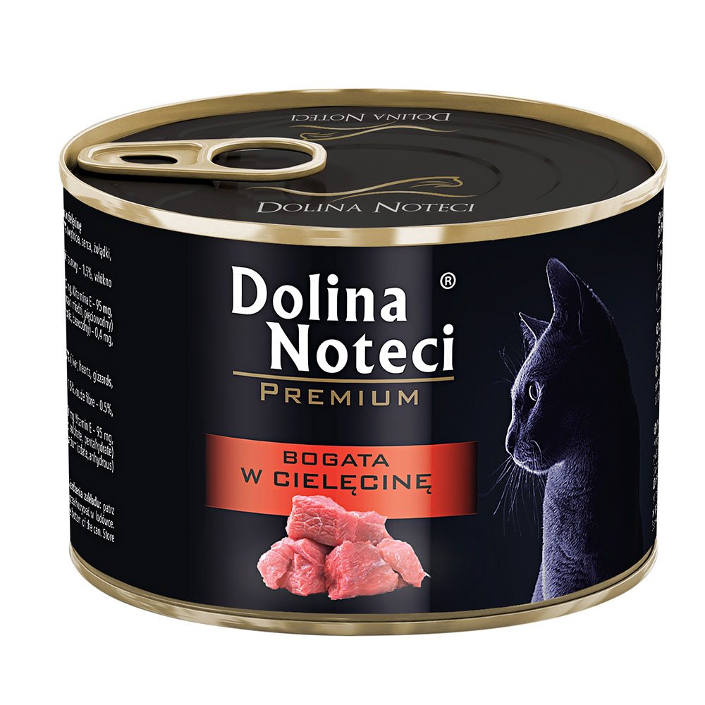 Консерви для котів Dolina Noteci Premium Cat для котів з м'ясними шматочками в соусі з телятиною, 185 гр — Фото 1