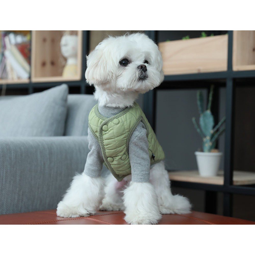 Жилетка для собак Cheepet Minni Doggy прошита смугами, на кнопках, зелена — Фото 2
