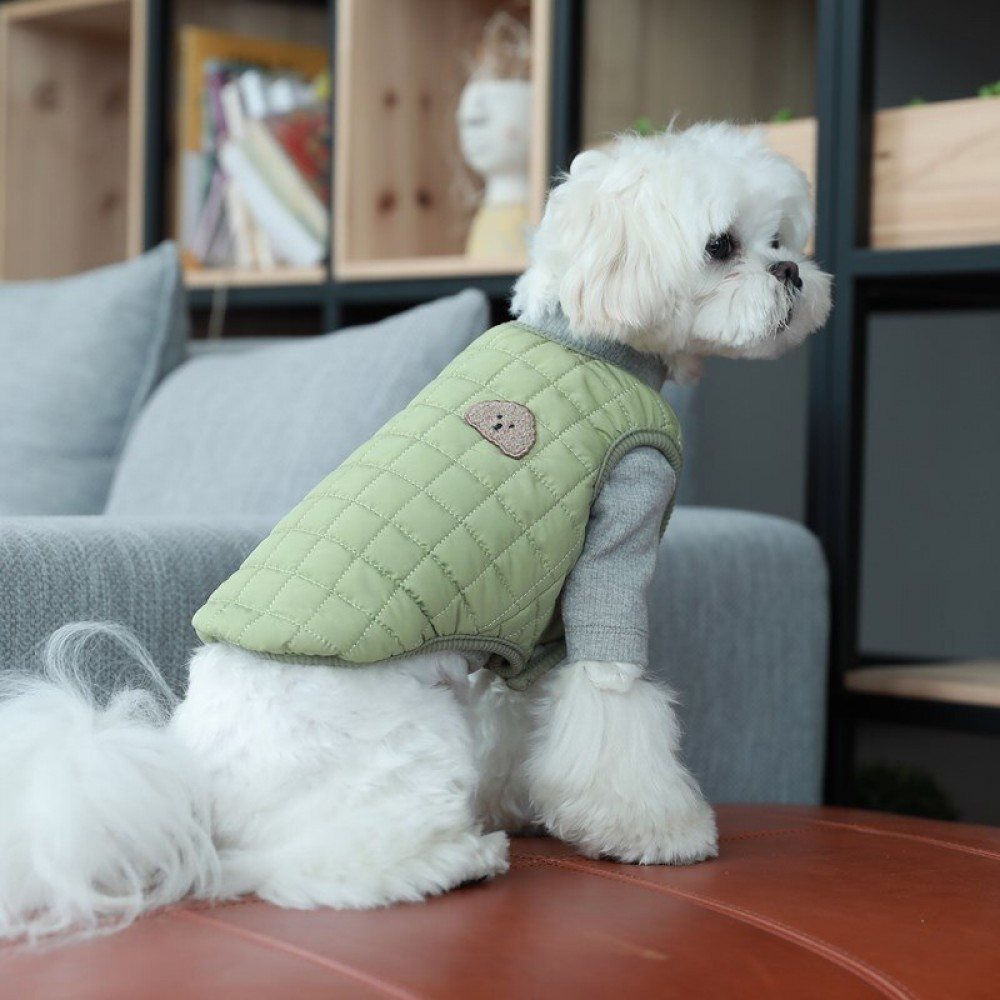 Жилетка для собак Cheepet Minni Doggy прошита смугами, на кнопках, зелена — Фото 3
