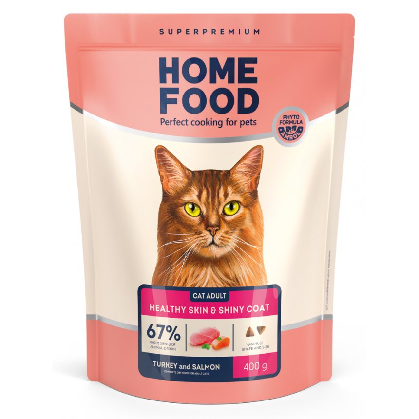 Корм для кішок Home Food з індичкою та лососем для здорової шкіри та блискучої шерсті — Фото 1