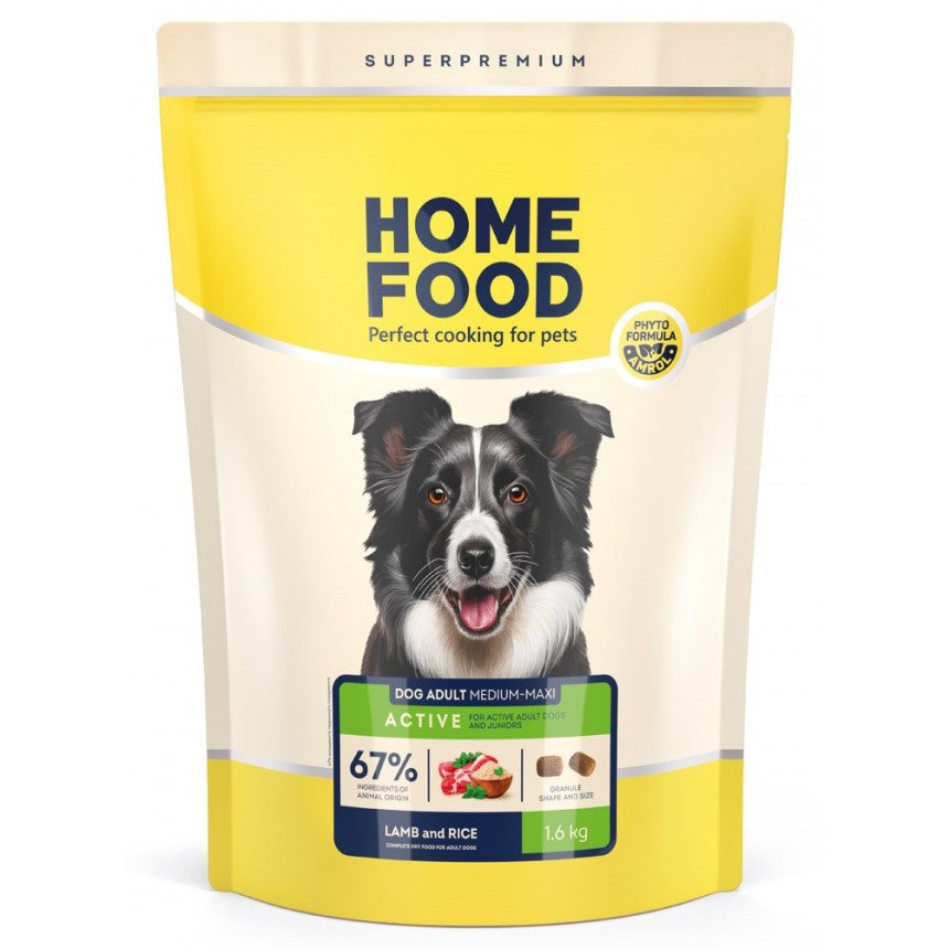 Корм для активних собак и юніорів середніх та великих порід Home Food з ягням та рисом — Фото 1
