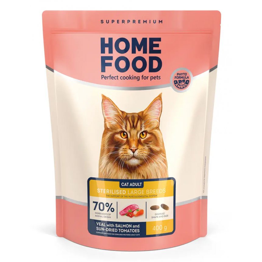 Корм для котів великих порід Home Food з телятиною, лососем та в'яленими томатами — Фото 1
