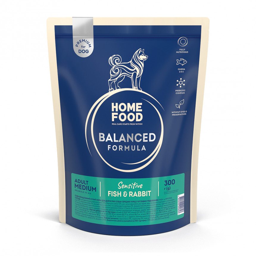 Корм для собак середніх порід Home Food з рибою та кроликом — Фото 1