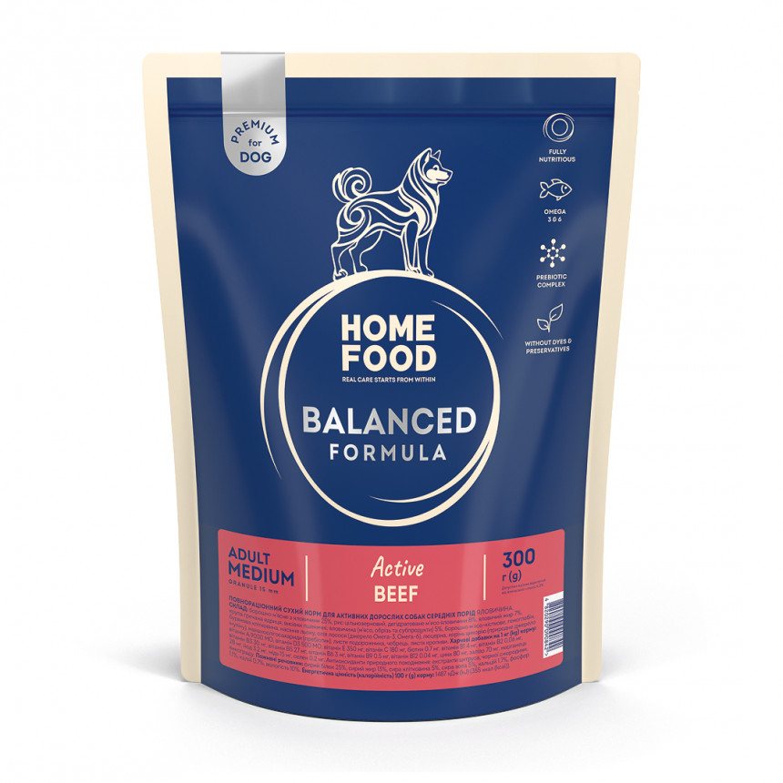Корм для собак середніх порід Home Food з яловичиною — Фото 1