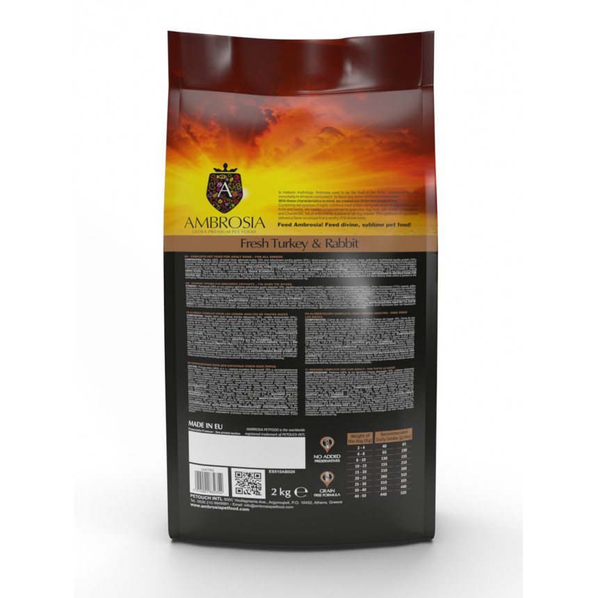 Беззерновий корм Ambrosia Grain free зі свіжою індичкою та кроликом для дорослих собак усіх порід — Фото 3