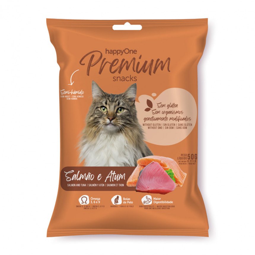 Ласощі для котів happyOne Premium Cat Snack Salmon and Tuna з лососем та тунцем — Фото 1