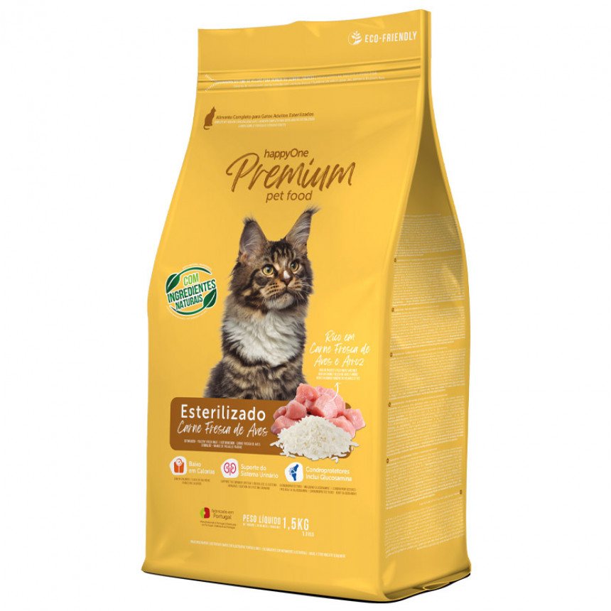 Сухий корм happyOne Premium Sterilized Cat Fresh Meat для стерилізованих кішок зі свіжим м'ясом — Фото 1