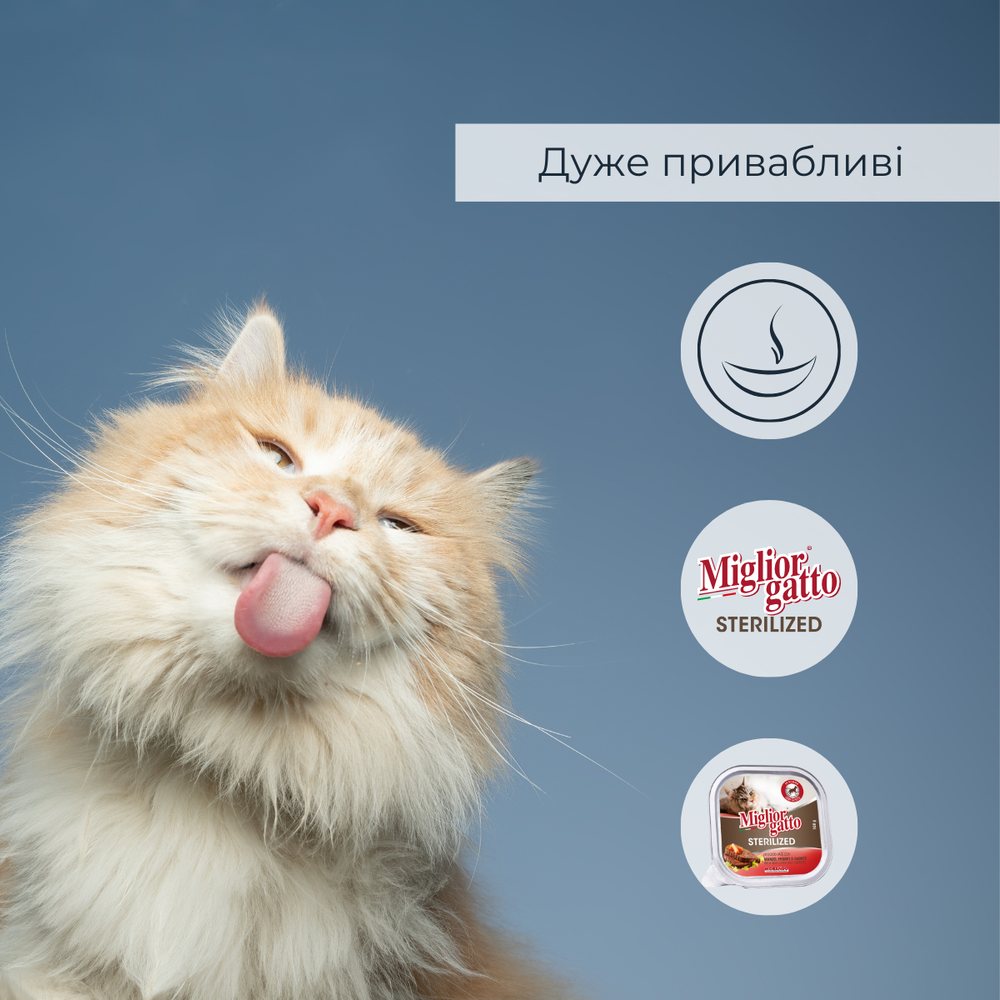 Беззернові консерви для стерилізованих котів Morando Migliorgatto Sterilized з яловичиною печінкою та морквою — Фото 5