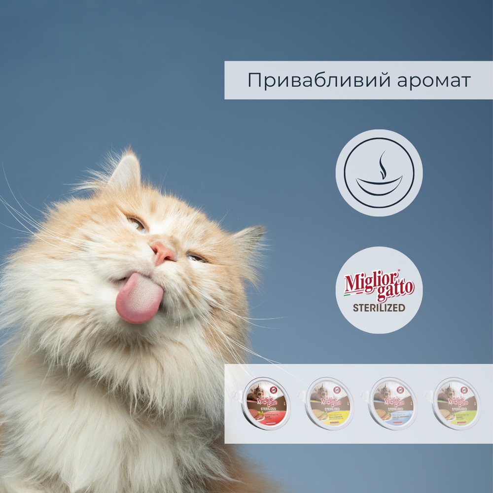 Беззернові консерви для стерилізованих котів Morando Migliorgatto Sterilized мус з телятиною — Фото 5