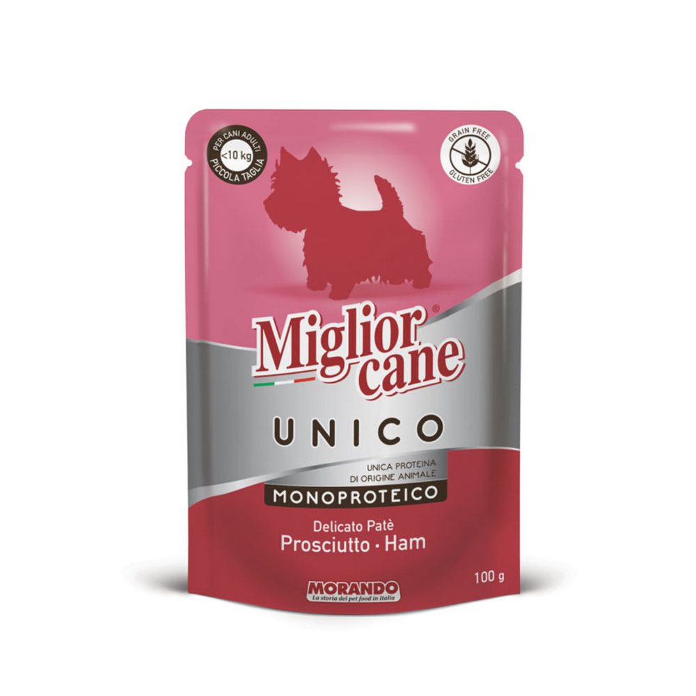 Вологий корм для собак Morando Migliorcane UNICO паштет з прошуто — Фото 1