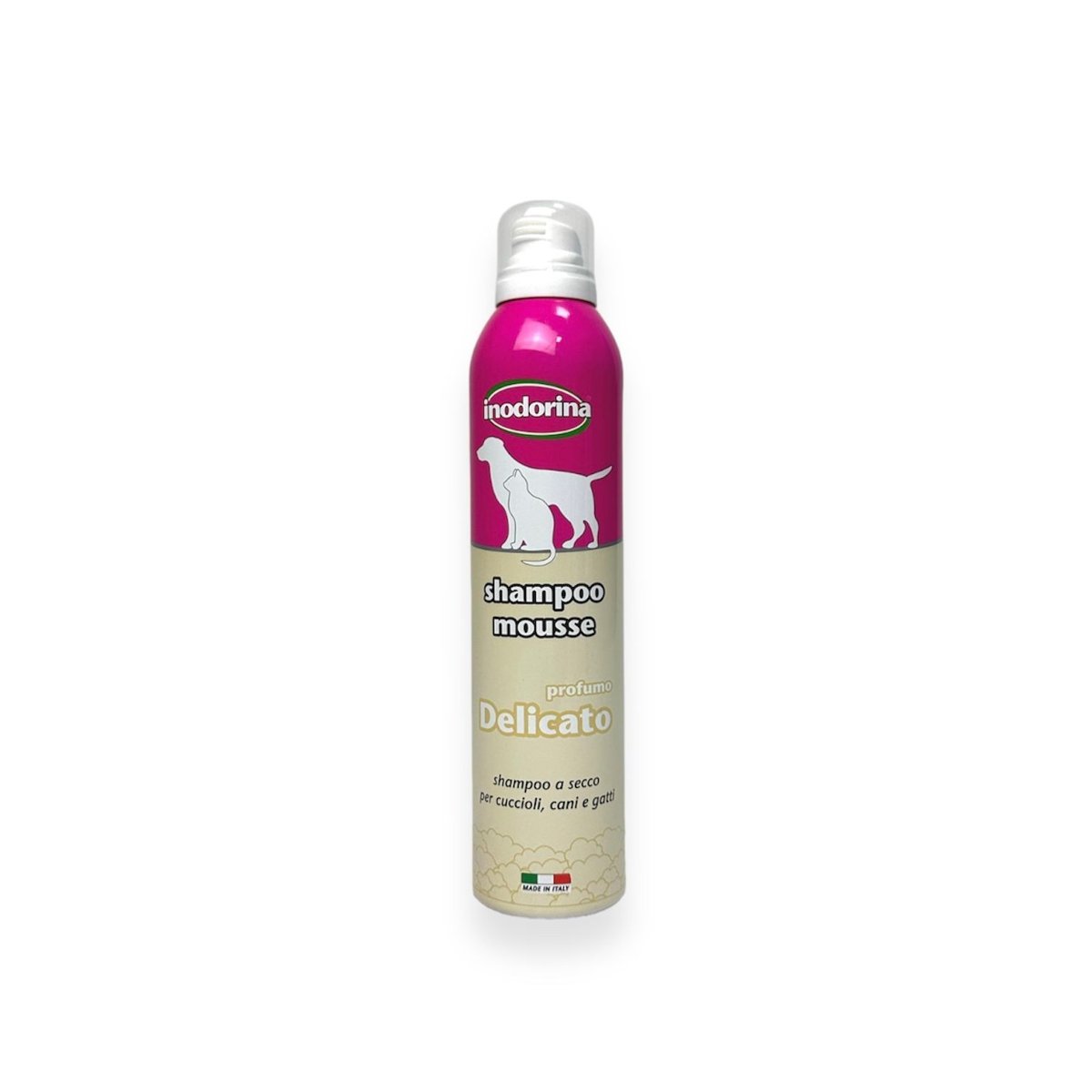 Шампунь-мус для собак та котів з ніжним ароматом Inodorina Shampoo Mousse Delicato, 300 мл — Фото 1