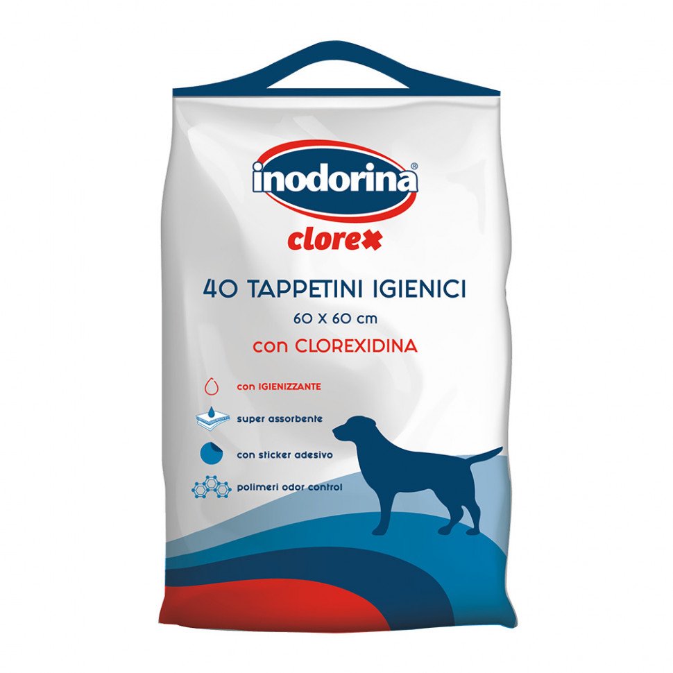 Пелюшки з хлоргексидином, 60х90 см, 40 шт Inodorina Clorex Tappetini — Фото 1