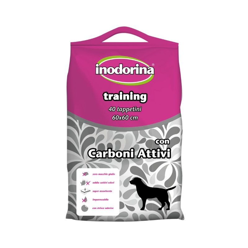 Пелюшки з активованим вугіллям, 60х90 см, 40 шт Inodorina Training Pads Carboni — Фото 1