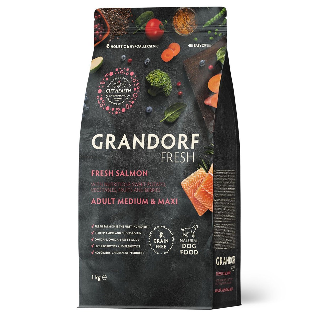 Сухий корм Grandorf Fresh лосось та батат для дорослих собак середніх та великих порід, 10 кг — Фото 1