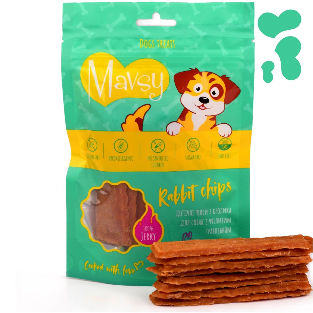 Ласощі для собак Mavsy Dried Rabbit Chip — дієтичні чіпси з кролика для собак з чутливим травленням, 100 г — Фото 1