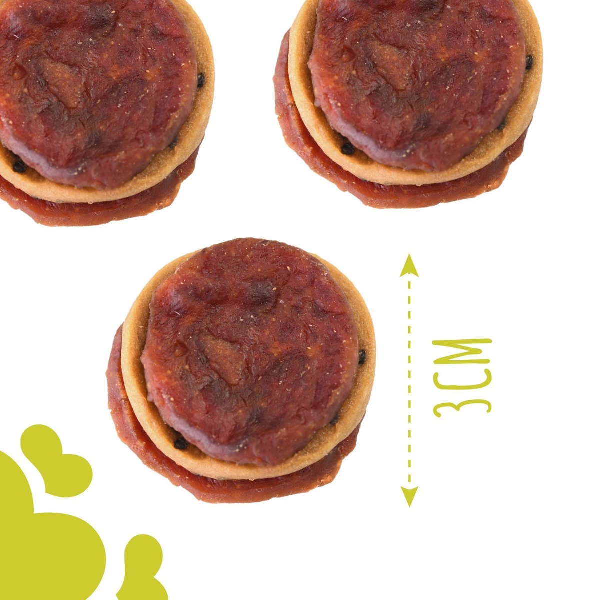 Ласощі для котів і собак Mavsy Turkey Duck Round Chip With Kiwi — біфштекс з індички та качки під ківі соусом, 100 г — Фото 4