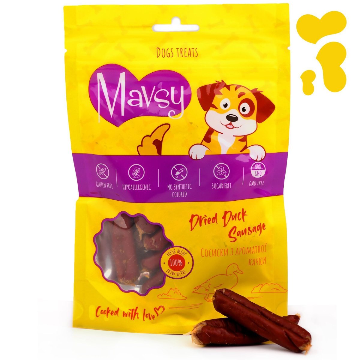 Ласощі для собак Mavsy Dried Duck Sausage — сосиски з ароматної качки, 100 г — Фото 1